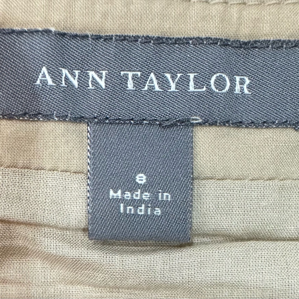 Ann Taylor Embroidered Floral A-Line Midi Skirt Beige Cotton Boho Size 8 - Picture 6 of 7